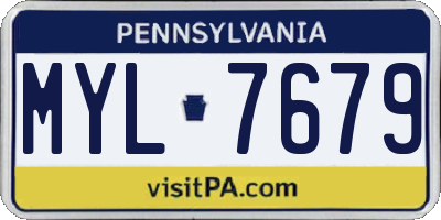 PA license plate MYL7679