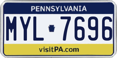 PA license plate MYL7696