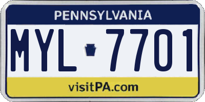 PA license plate MYL7701