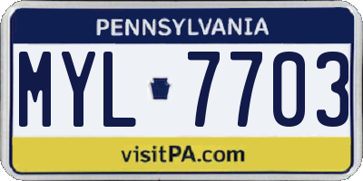 PA license plate MYL7703