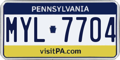 PA license plate MYL7704