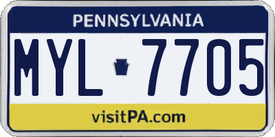 PA license plate MYL7705