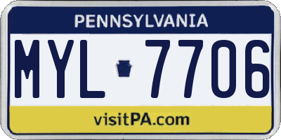 PA license plate MYL7706