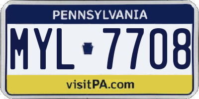 PA license plate MYL7708