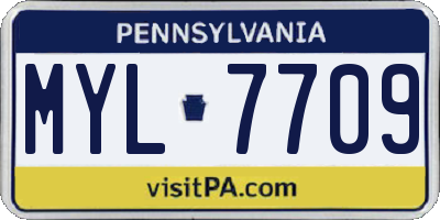 PA license plate MYL7709
