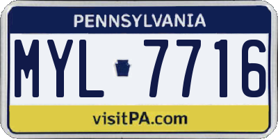 PA license plate MYL7716