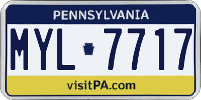 PA license plate MYL7717