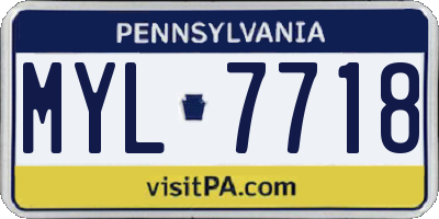 PA license plate MYL7718