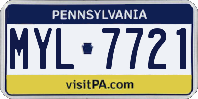 PA license plate MYL7721