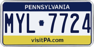 PA license plate MYL7724