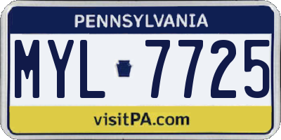 PA license plate MYL7725