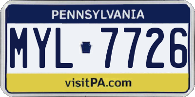 PA license plate MYL7726