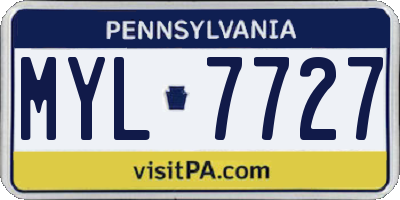 PA license plate MYL7727