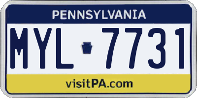 PA license plate MYL7731