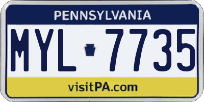 PA license plate MYL7735