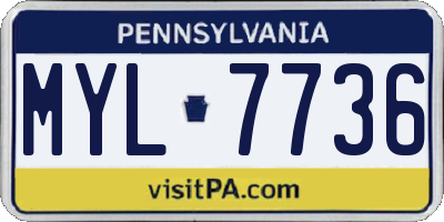 PA license plate MYL7736