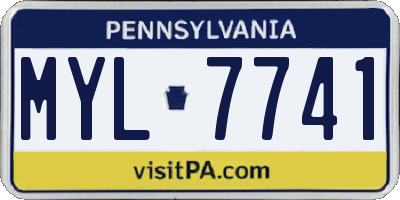 PA license plate MYL7741