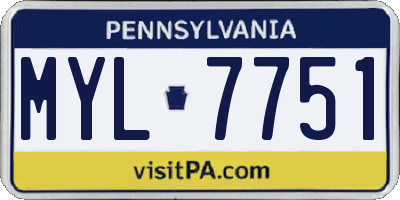 PA license plate MYL7751