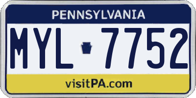 PA license plate MYL7752