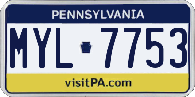 PA license plate MYL7753