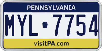 PA license plate MYL7754