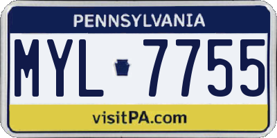 PA license plate MYL7755