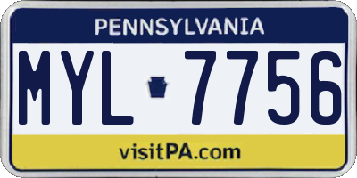 PA license plate MYL7756