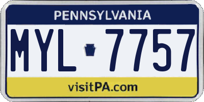 PA license plate MYL7757