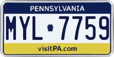 PA license plate MYL7759