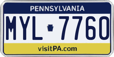 PA license plate MYL7760