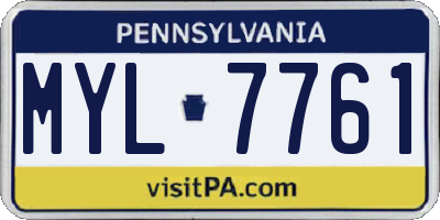 PA license plate MYL7761