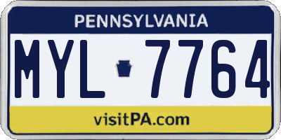 PA license plate MYL7764