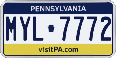 PA license plate MYL7772