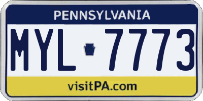 PA license plate MYL7773