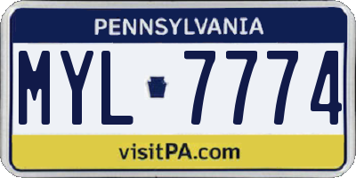 PA license plate MYL7774