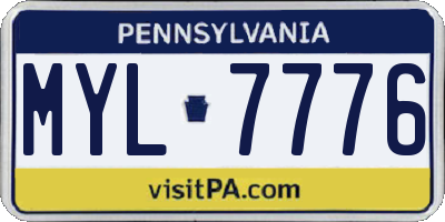 PA license plate MYL7776