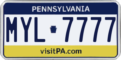 PA license plate MYL7777