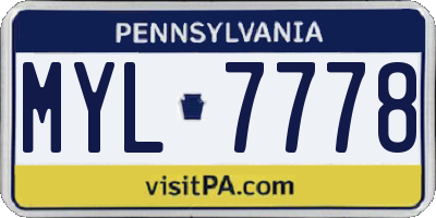PA license plate MYL7778