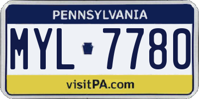 PA license plate MYL7780