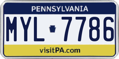 PA license plate MYL7786