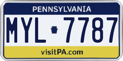 PA license plate MYL7787