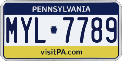 PA license plate MYL7789