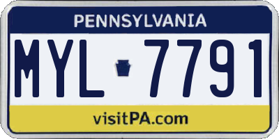 PA license plate MYL7791
