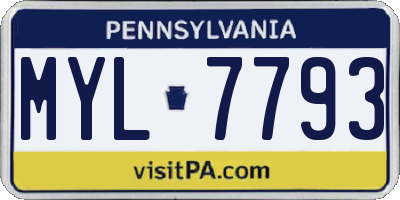 PA license plate MYL7793
