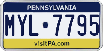 PA license plate MYL7795