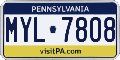 PA license plate MYL7808