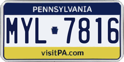 PA license plate MYL7816
