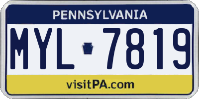 PA license plate MYL7819