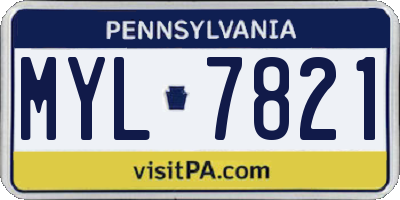 PA license plate MYL7821