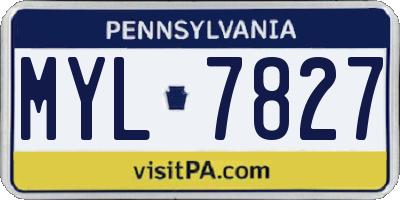 PA license plate MYL7827